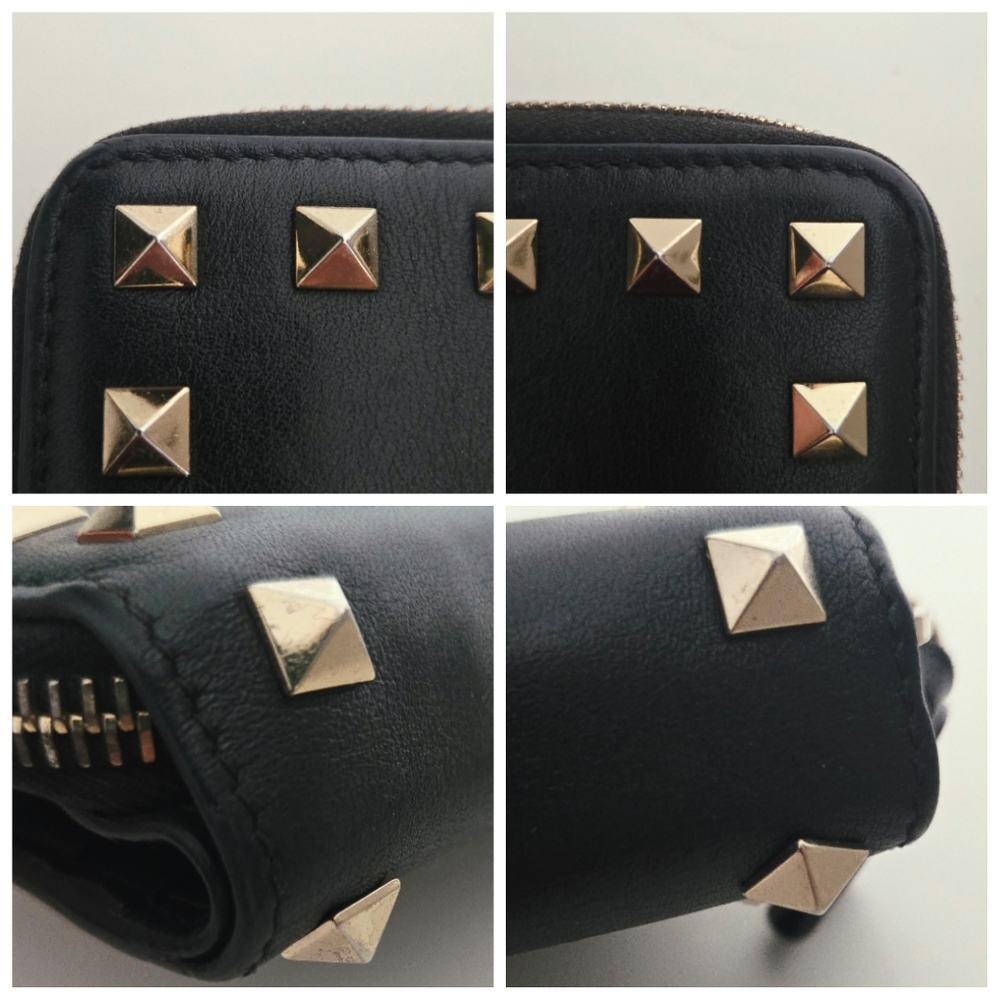 Authentic VALENTINO Garavani Rockstud Bifold Compact Wallet Card Holder Clutch - Picture 10 of 15
